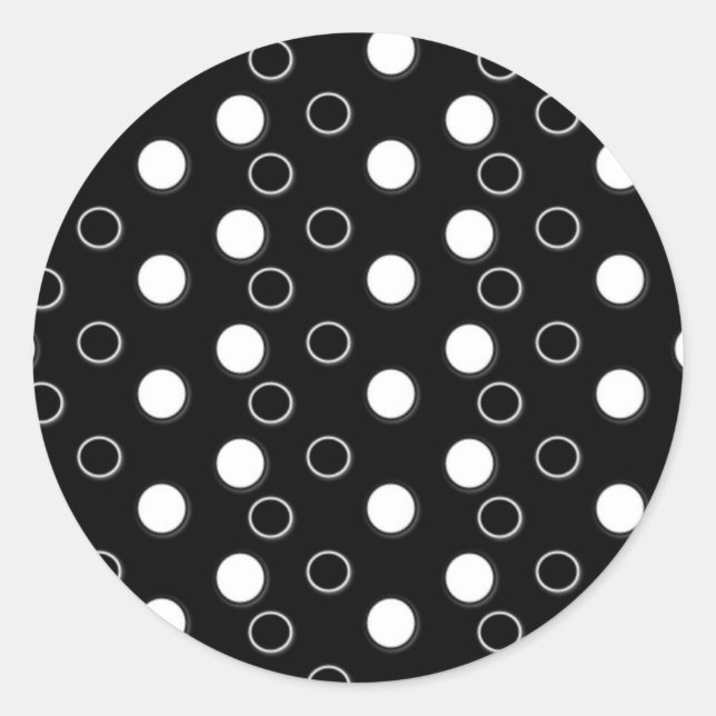 Pegatinas de puntos de polka blanco y negro (Anverso)