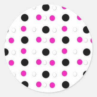 Pegatinas de puntos de polka rosado negro/blanco y