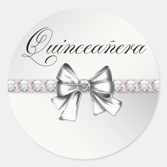 Pegatinas de Quinceañera Rosadas (Anverso)
