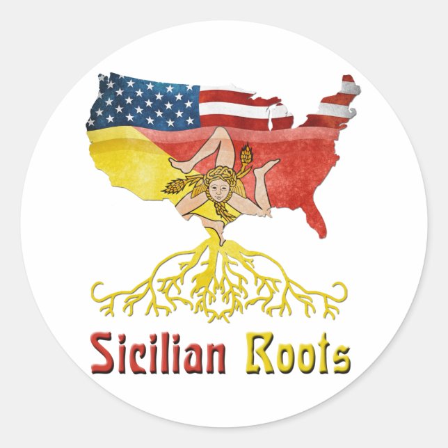 Pegatinas de raíces sicilianas de Estados Unidos (Anverso)