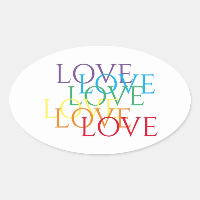 PEGATINAS DE RAINBOW LOVE Oval (Anverso)