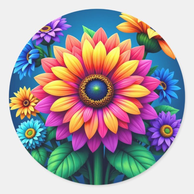 Pegatinas de ramo de floración arcoíris radiante (Anverso)