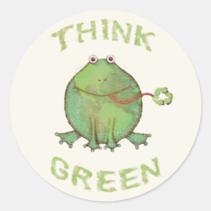 Pegatinas de Rana Verde de Vintage/Retro Think Gre