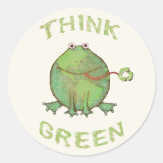 Pegatinas de Rana Verde de Vintage/Retro Think Gre