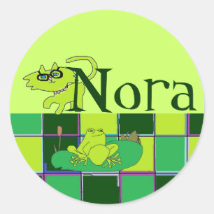 Pegatinas de rana y gatito de Nora