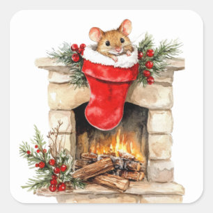 Pegatinas de ratón de Navidades hábiles