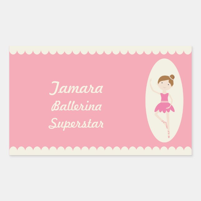 Pegatinas de Rectangle Ballerina Rosa 1 (Anverso)