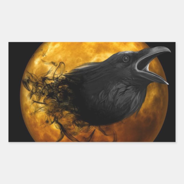 Pegatinas de Rectángulo de Halloween/Crow y Moon (Anverso)