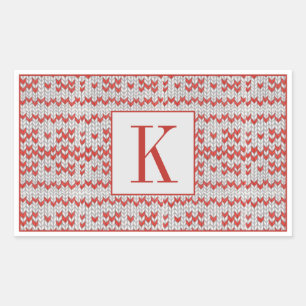 PEGATINAS de Rectángulo de KNIT NORDIC ROJO + Inic