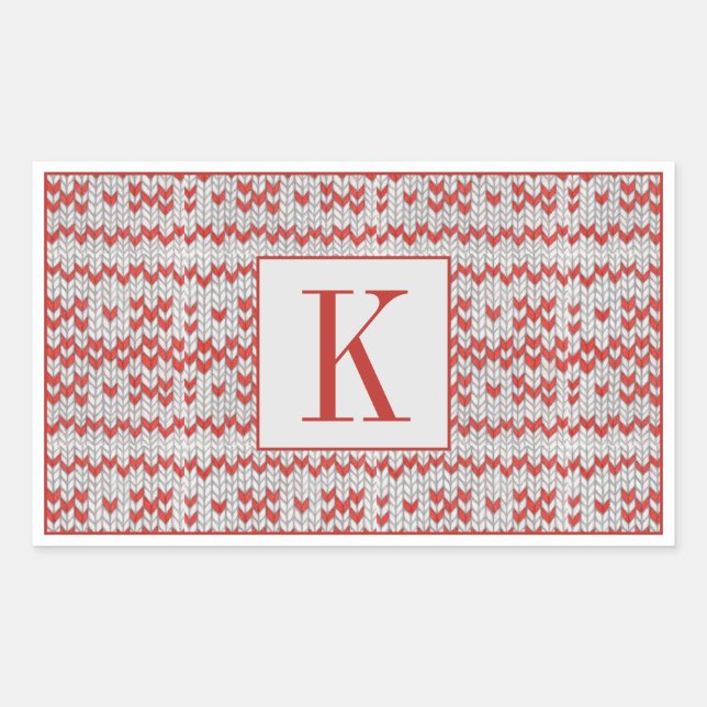 PEGATINAS de Rectángulo de KNIT NORDIC ROJO + Inic (Anverso)