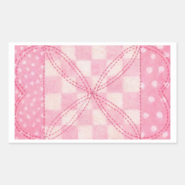 Pegatinas de Rectángulo de PINK HEART QUILT (Anverso)