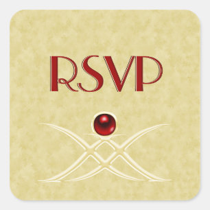 Pegatinas de Red y Gold RSVP