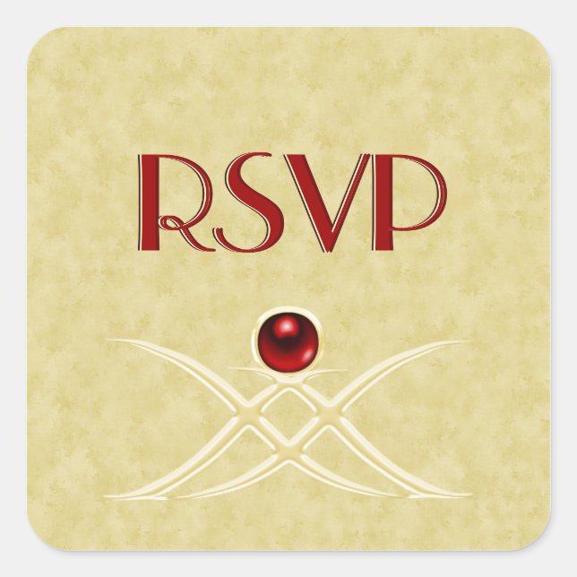 Pegatinas de Red y Gold RSVP (Anverso)