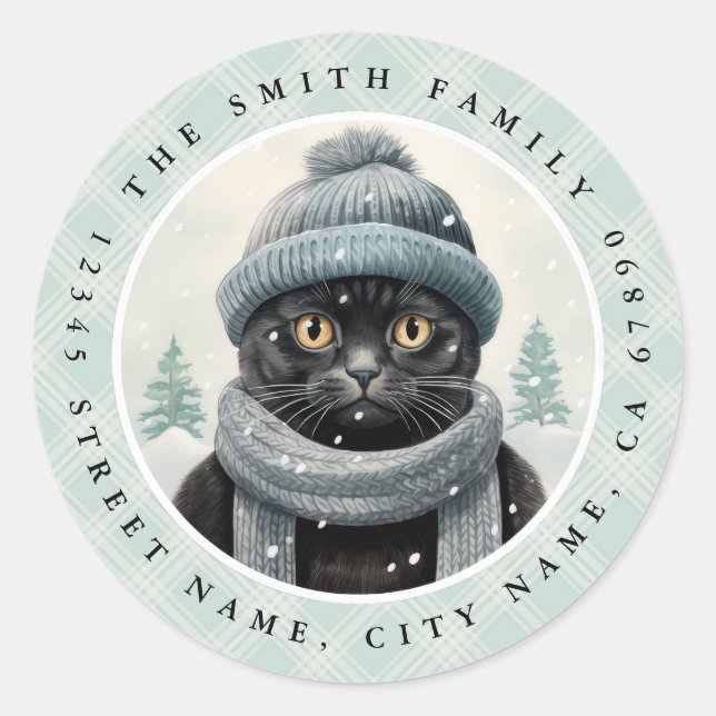 Pegatinas de redondeo de gato negro (Anverso)