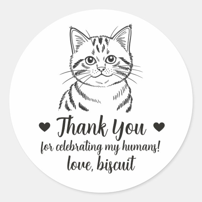 Pegatinas de regalo de boda de gato atigrado perso (Anverso)