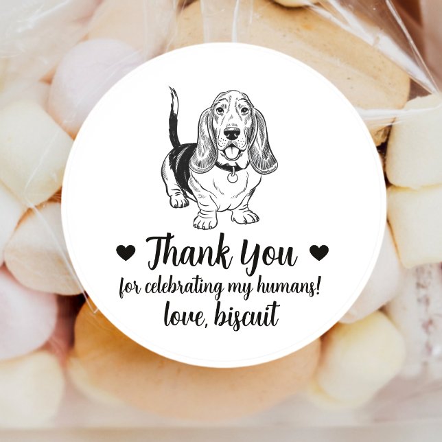 Pegatinas de regalo de boda de perro Basset Hound  (Subido por el creador)