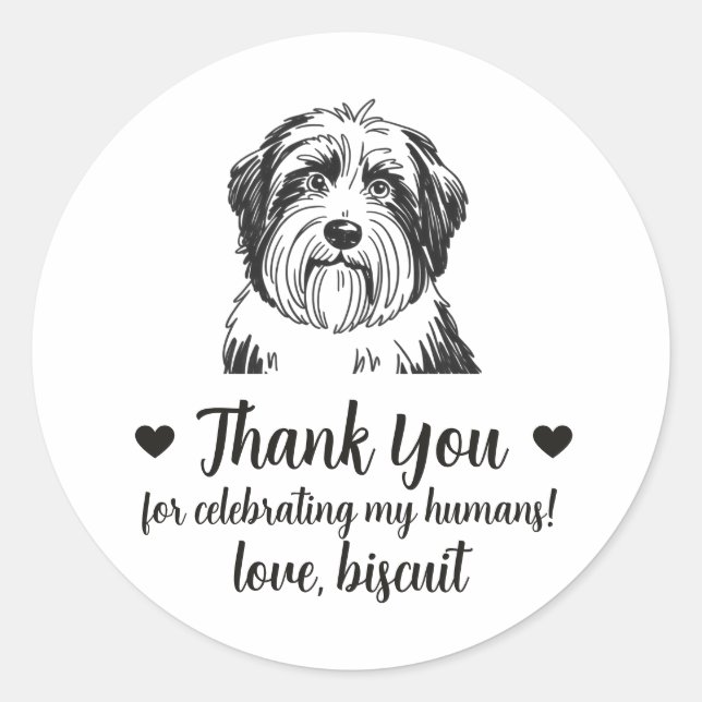 Pegatinas de regalo de boda de perro Bearded Colli (Anverso)
