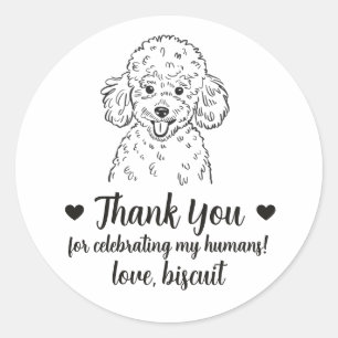 Pegatinas de regalo de boda de perro Caniche perso