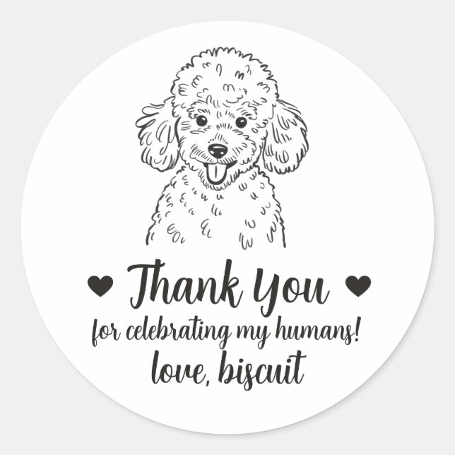 Pegatinas de regalo de boda de perro Caniche perso (Anverso)