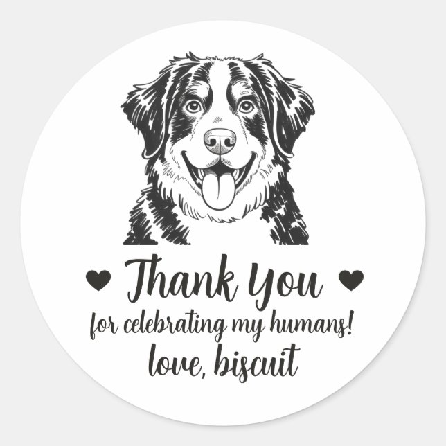 Pegatinas de regalo de boda de perro de montaña be (Anverso)