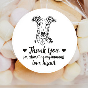 Pegatinas de regalo de boda de perro galgo gris pe