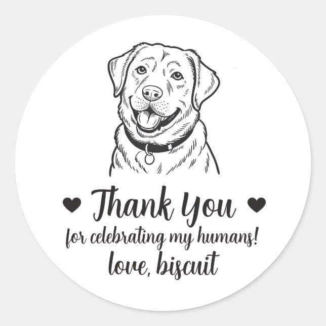 Pegatinas de regalo de boda de perro Labrador Retr (Anverso)