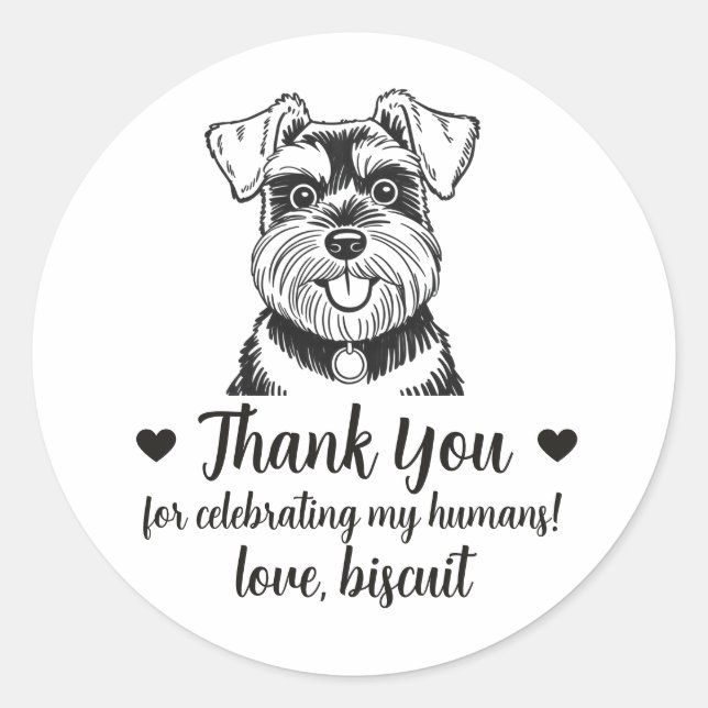 Pegatinas de regalo de boda de perro Schnauzer per (Anverso)