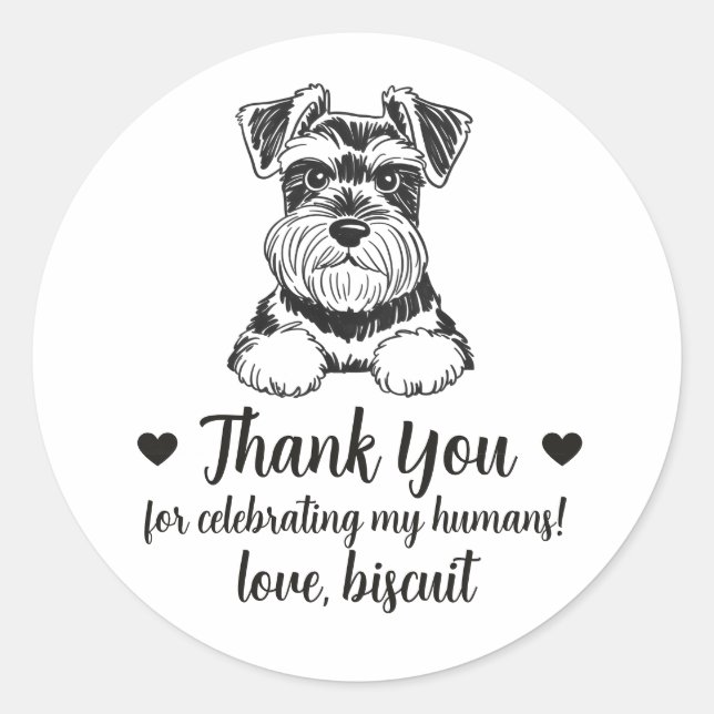 Pegatinas de regalo de boda de perro Schnauzer per (Anverso)