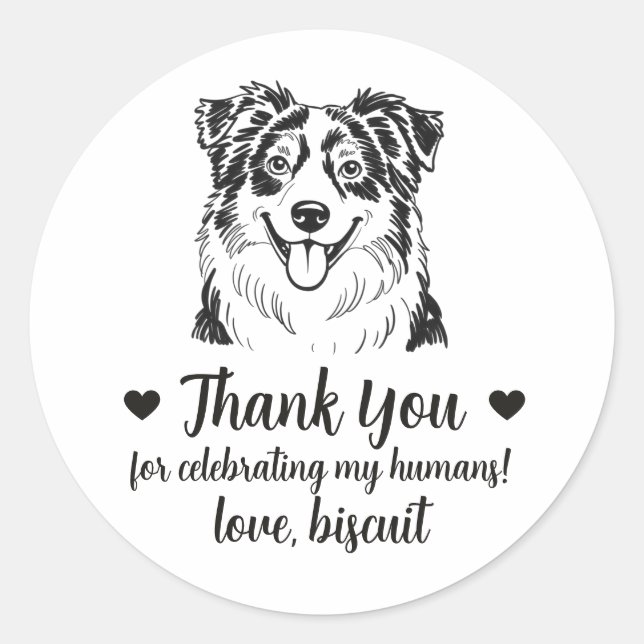 Pegatinas de regalo de boda para perro Pastor Aust (Anverso)
