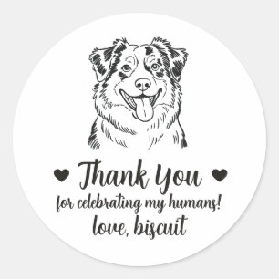 Pegatinas de regalo de boda para perro Pastor Aust