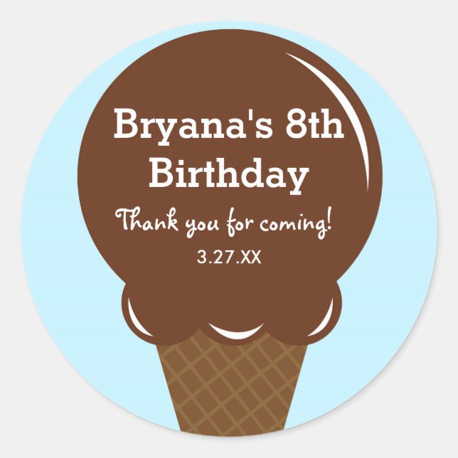 Pegatinas de regalo de cumpleaños de helado de cho (Anverso)