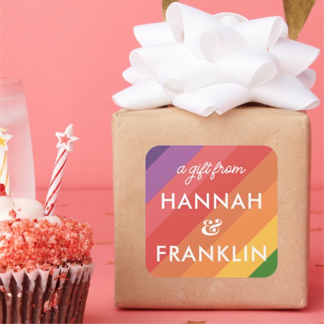 Pegatinas de regalo de cumpleaños Rainbow chicas (Fiesta)