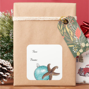 Pegatinas de regalo de estrella de mar de Navidad