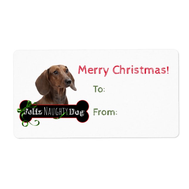 Pegatinas de regalo de Feliz Naughty Dachshund (Frente)