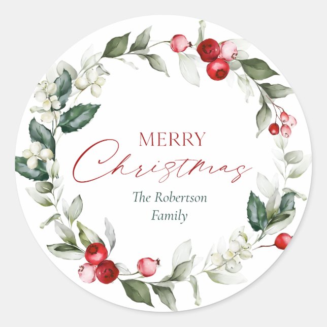 Pegatinas de regalo de flor navideño personalizado (Anverso)