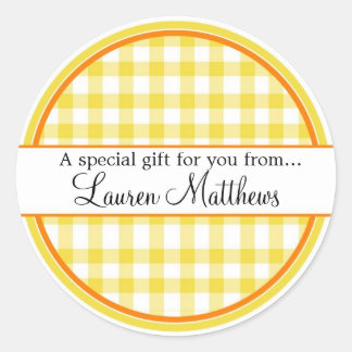 Pegatinas de regalo de Gingham personalizados