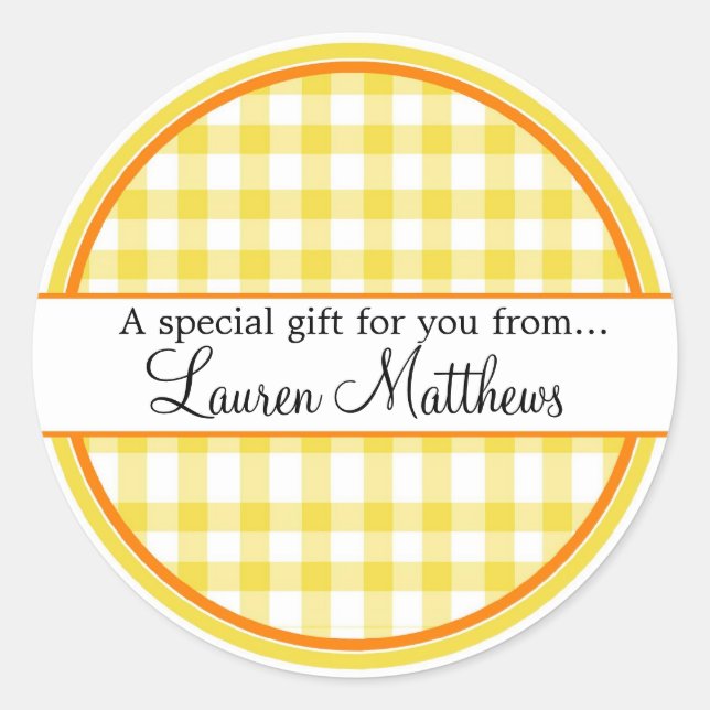 Pegatinas de regalo de Gingham personalizados (Anverso)