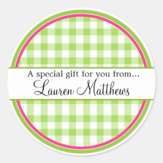 Pegatinas de regalo de Gingham personalizados