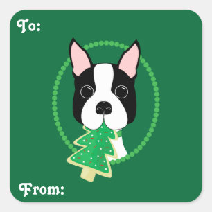 Pegatinas de regalo de los Navidades de Boston Ter