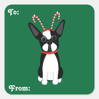 Pegatinas de regalo de los Navidades de Boston Ter