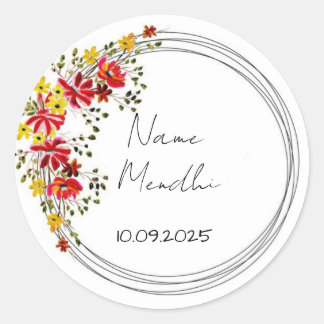 Pegatinas de regalo de mendhi floral coloridas