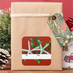 Pegatinas de regalo de Navidad de estrella de mar