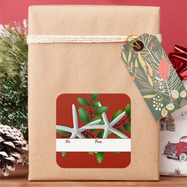 Pegatinas de regalo de Navidad de estrella de mar  (Vacaciones)