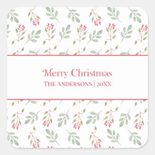 Pegatinas de Regalo de Navidad Hot Pink Holly Berr
