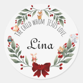 Pegatinas de regalo de Navidades de animales de co