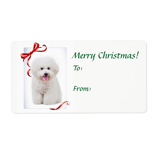 Pegatinas de regalo de Navidades de Bichon (Frente)