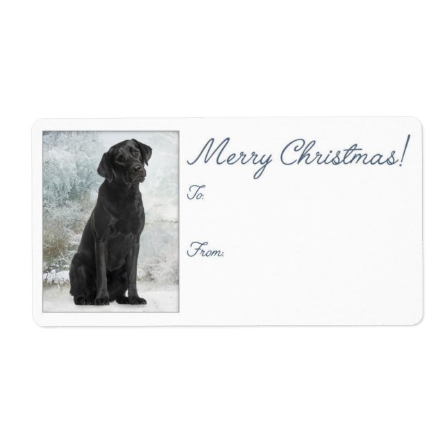 Pegatinas de regalo de Navidades de Black Lab (Frente)