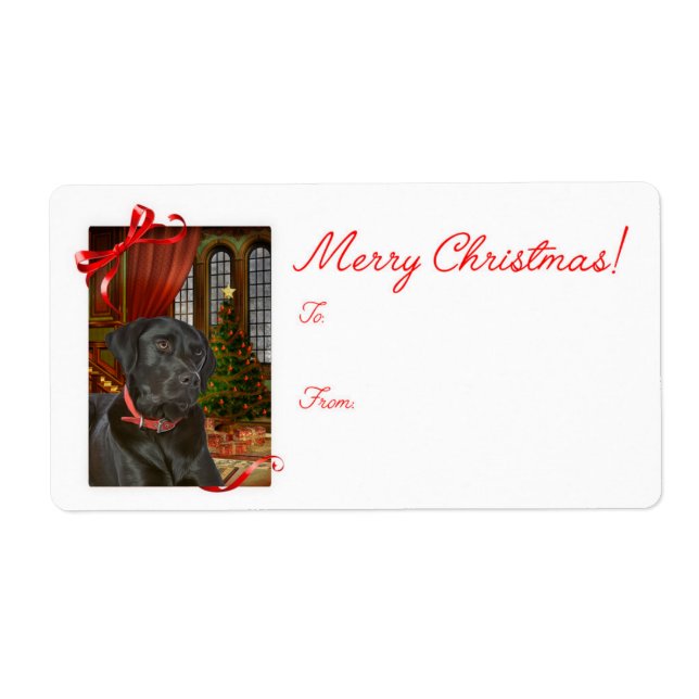 Pegatinas de regalo de Navidades de Black Lab (Frente)
