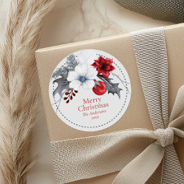 Pegatinas de regalo de Navidades de follaje rojos 