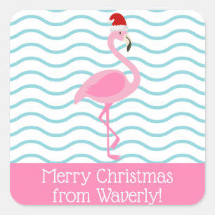 Pegatinas de regalo de Navidades de Santa Pink Fla
